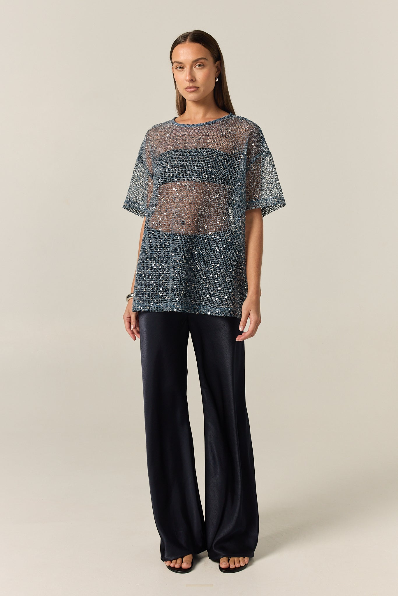 Emery Sequin Tee (Marine)