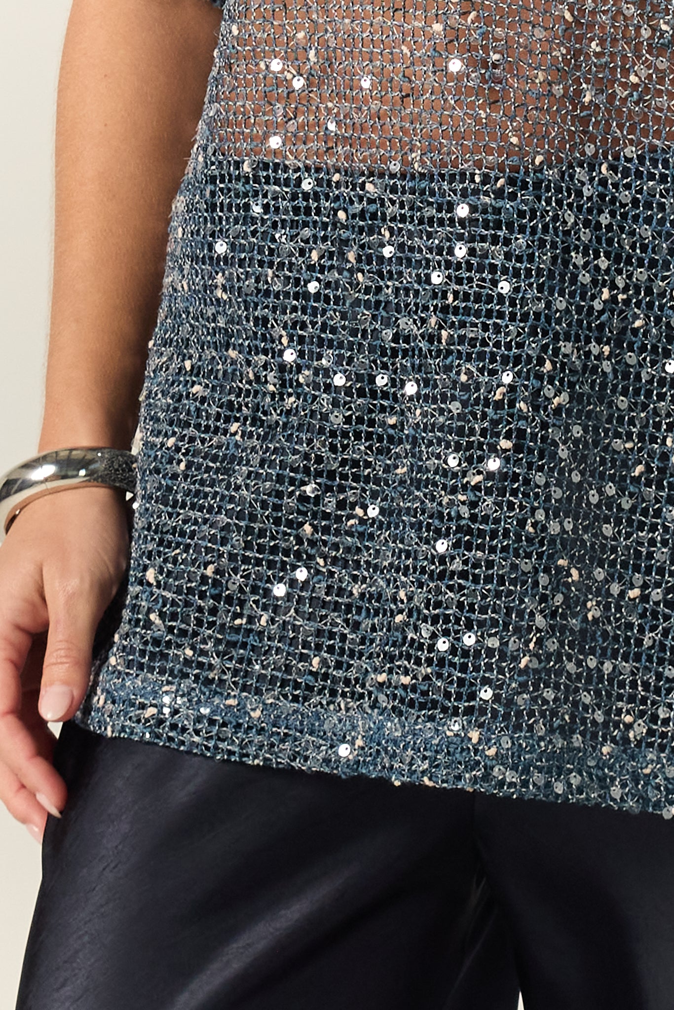 Emery Sequin Tee (Marine)
