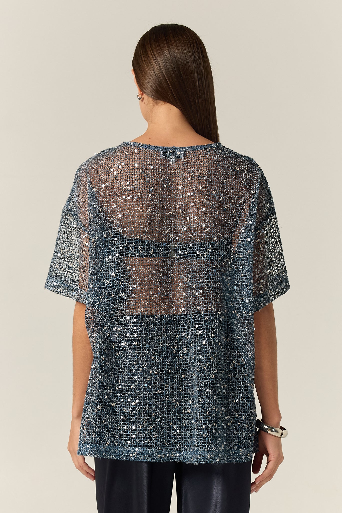 Emery Sequin Tee (Marine)