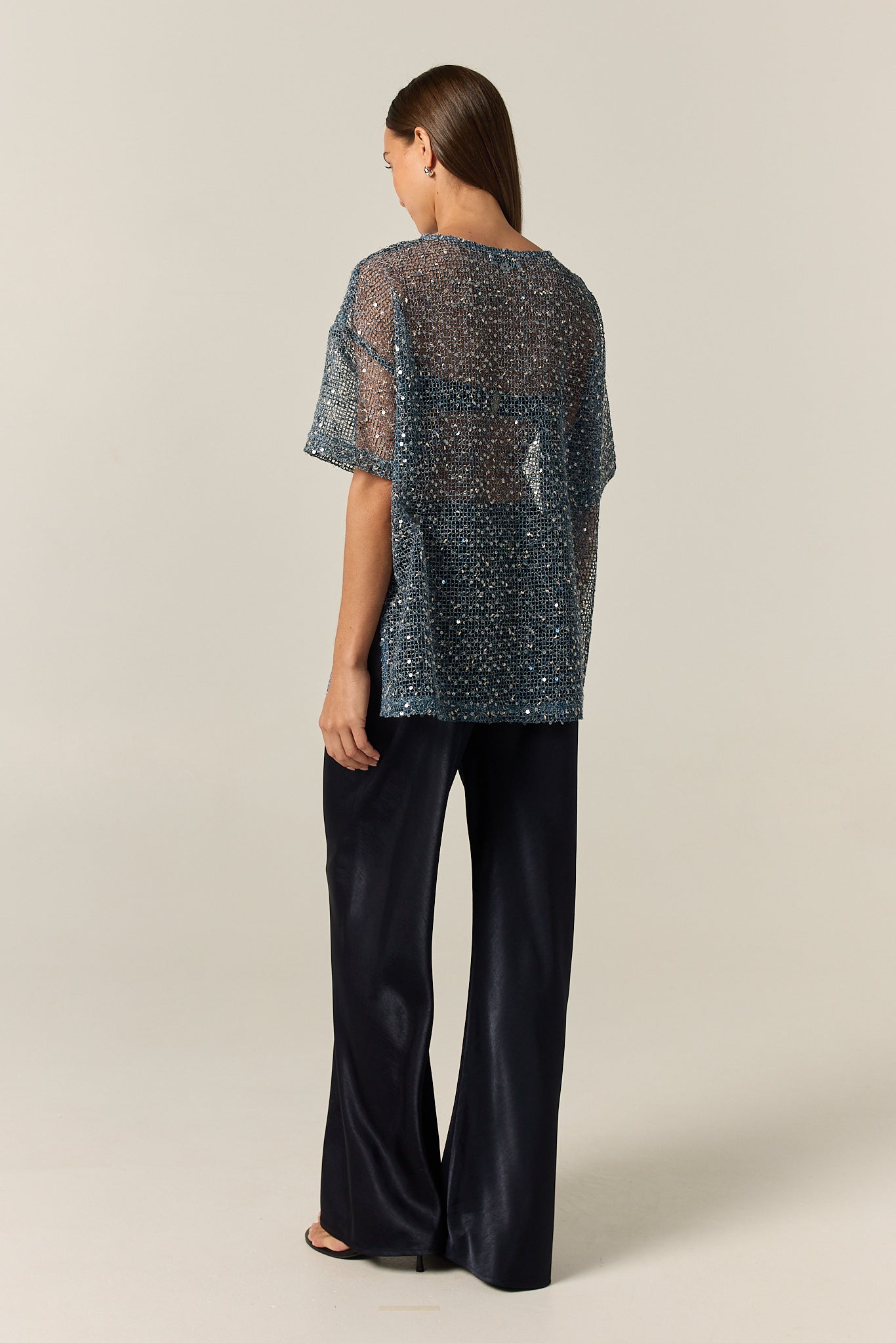 Emery Sequin Tee (Marine)