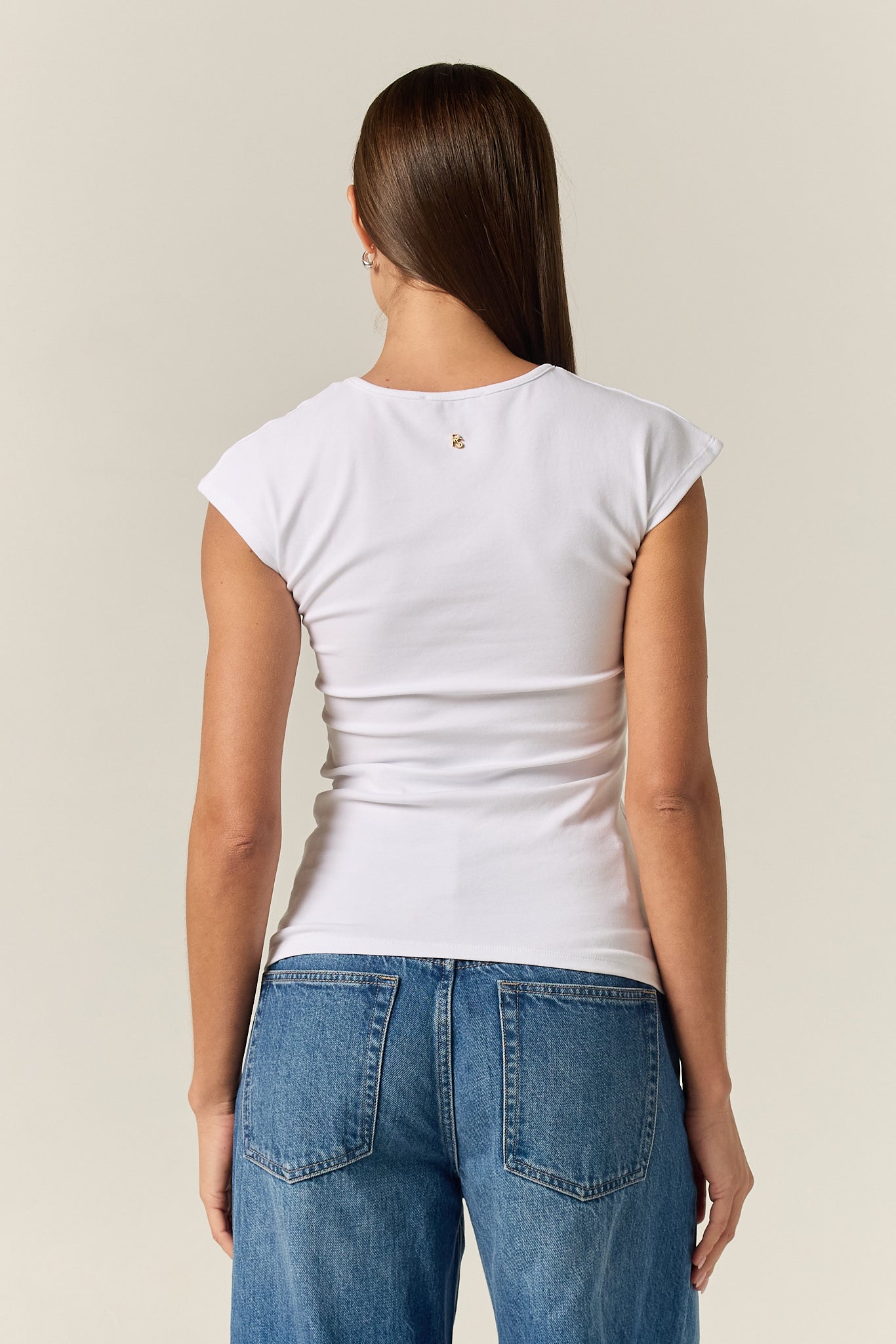 Darcy V Neck Baby Tee (White)