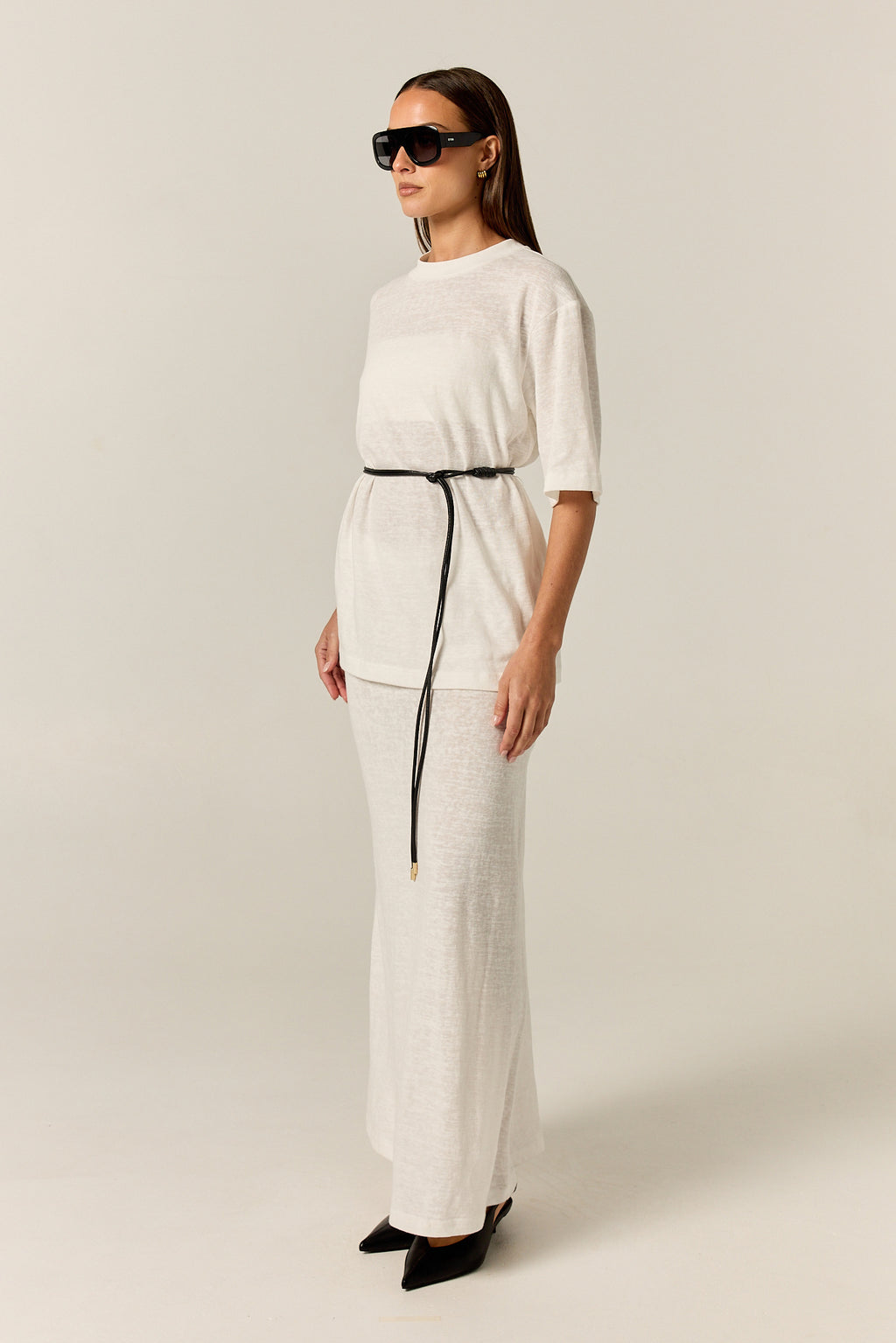 Noa Belted Tee (White)