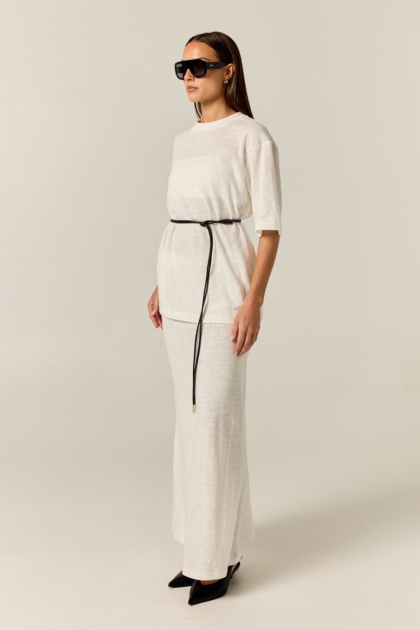 Noa Belted Tee (White)