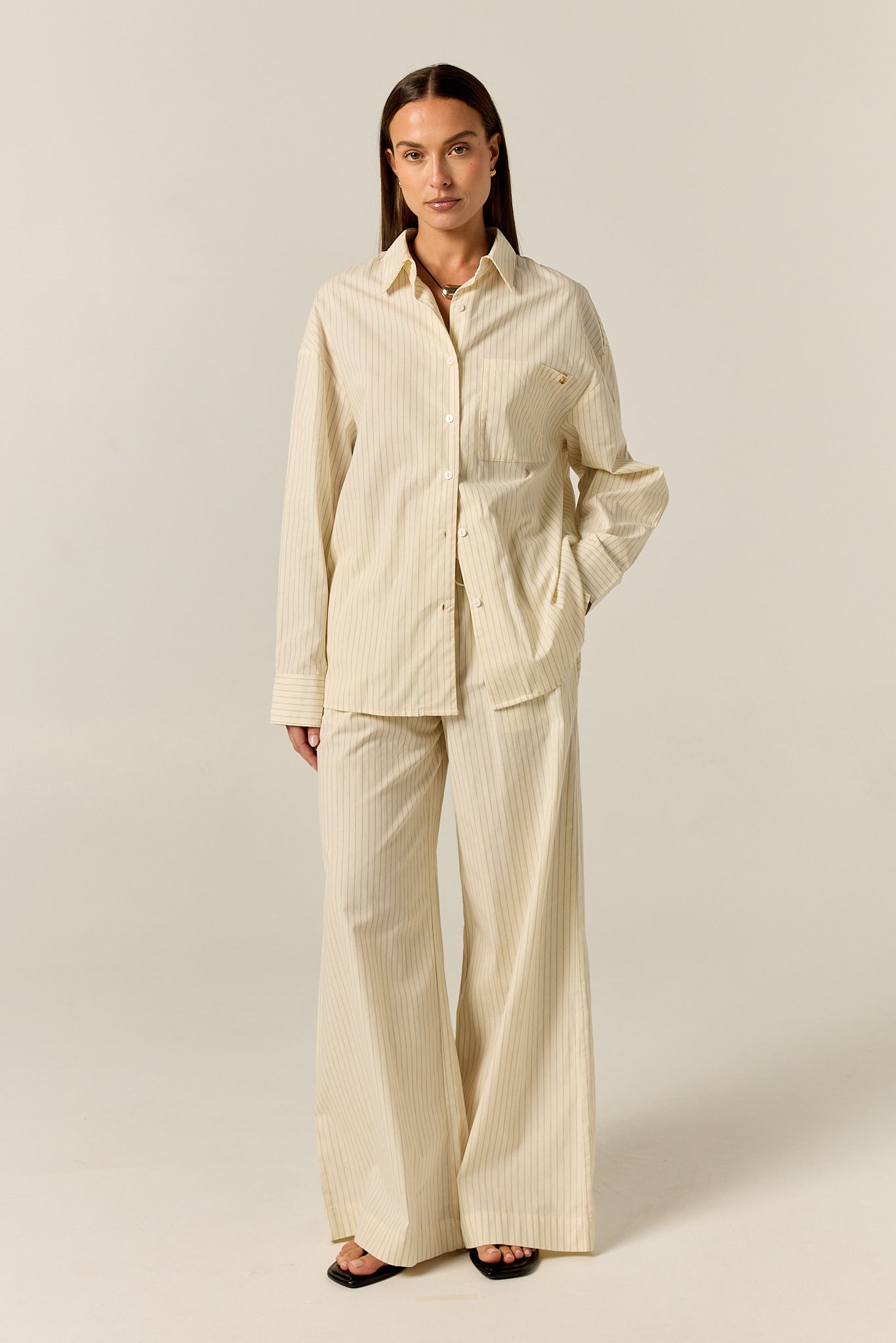 Ellis Shirt (Butter Pinstripe)