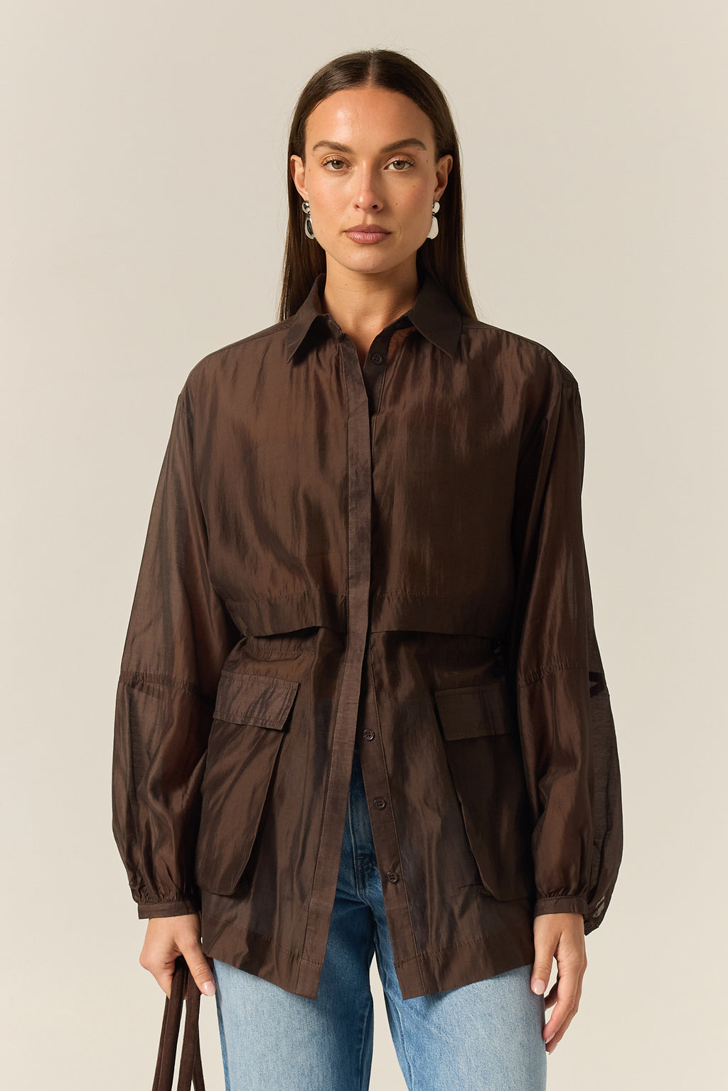 Ezra Cinched Shirt (Chocolate)