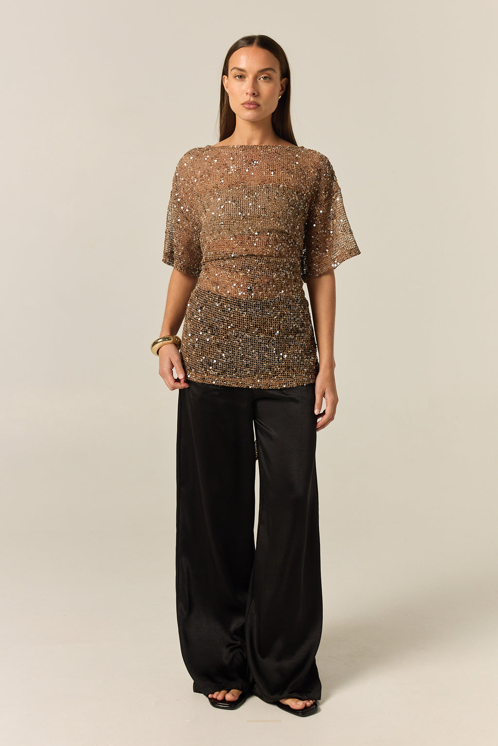Edela Sequin Mini Dress (Chocolate)