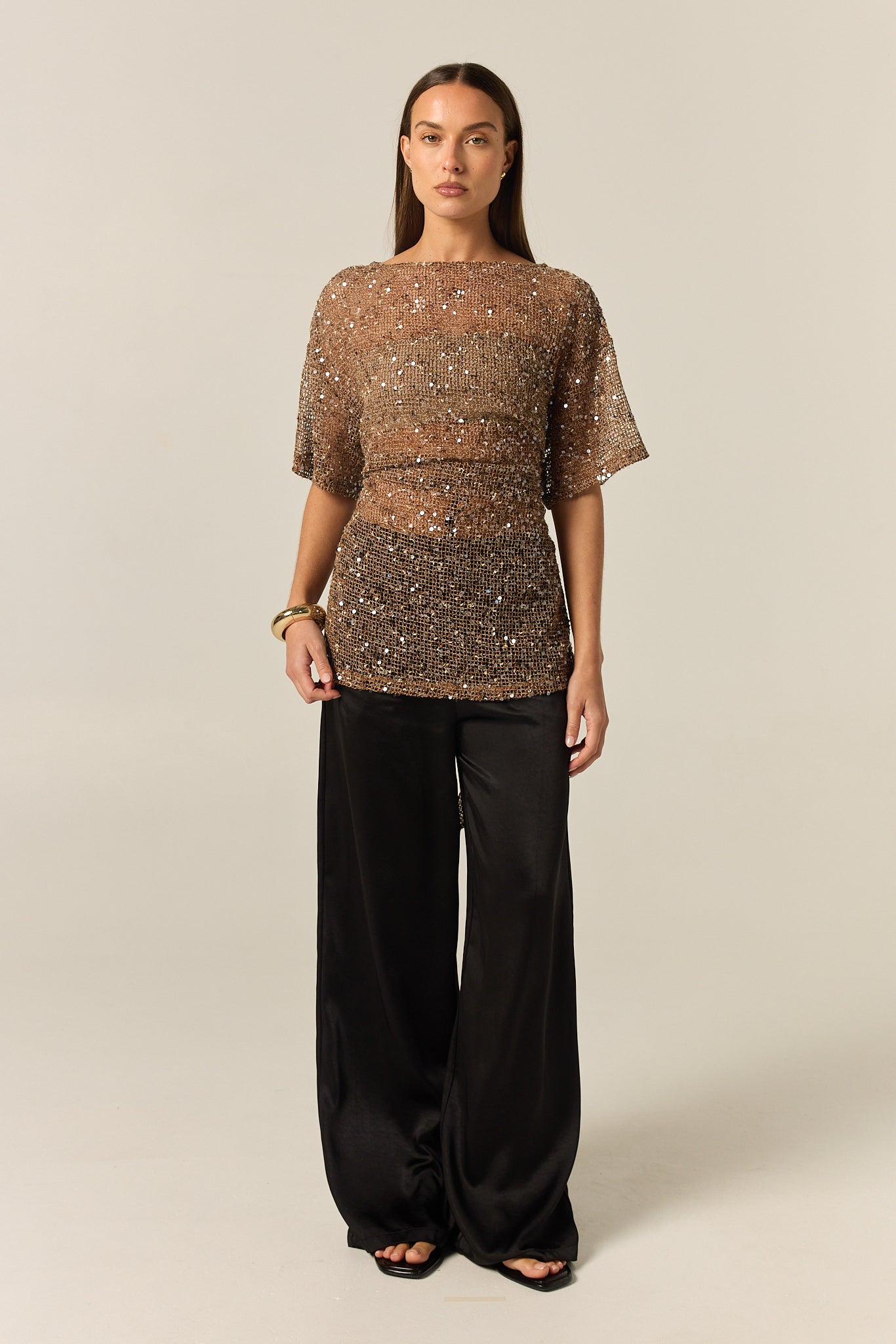 Edela Sequin Mini Dress (Chocolate)
