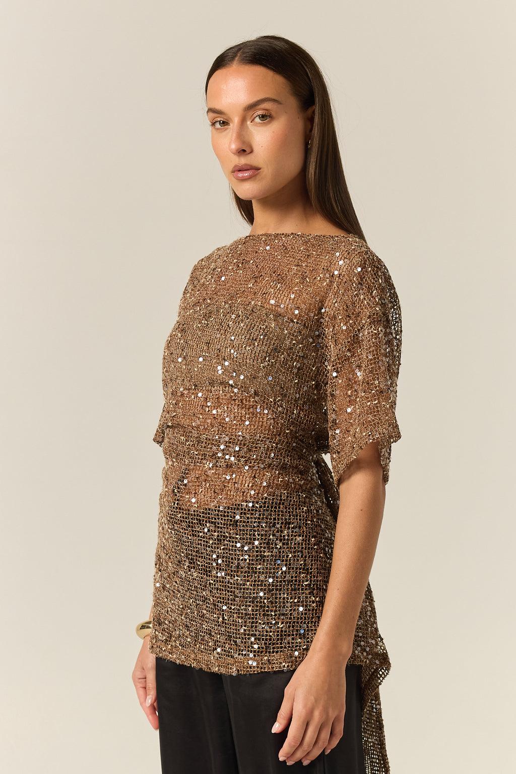 Edela Sequin Mini Dress (Chocolate)