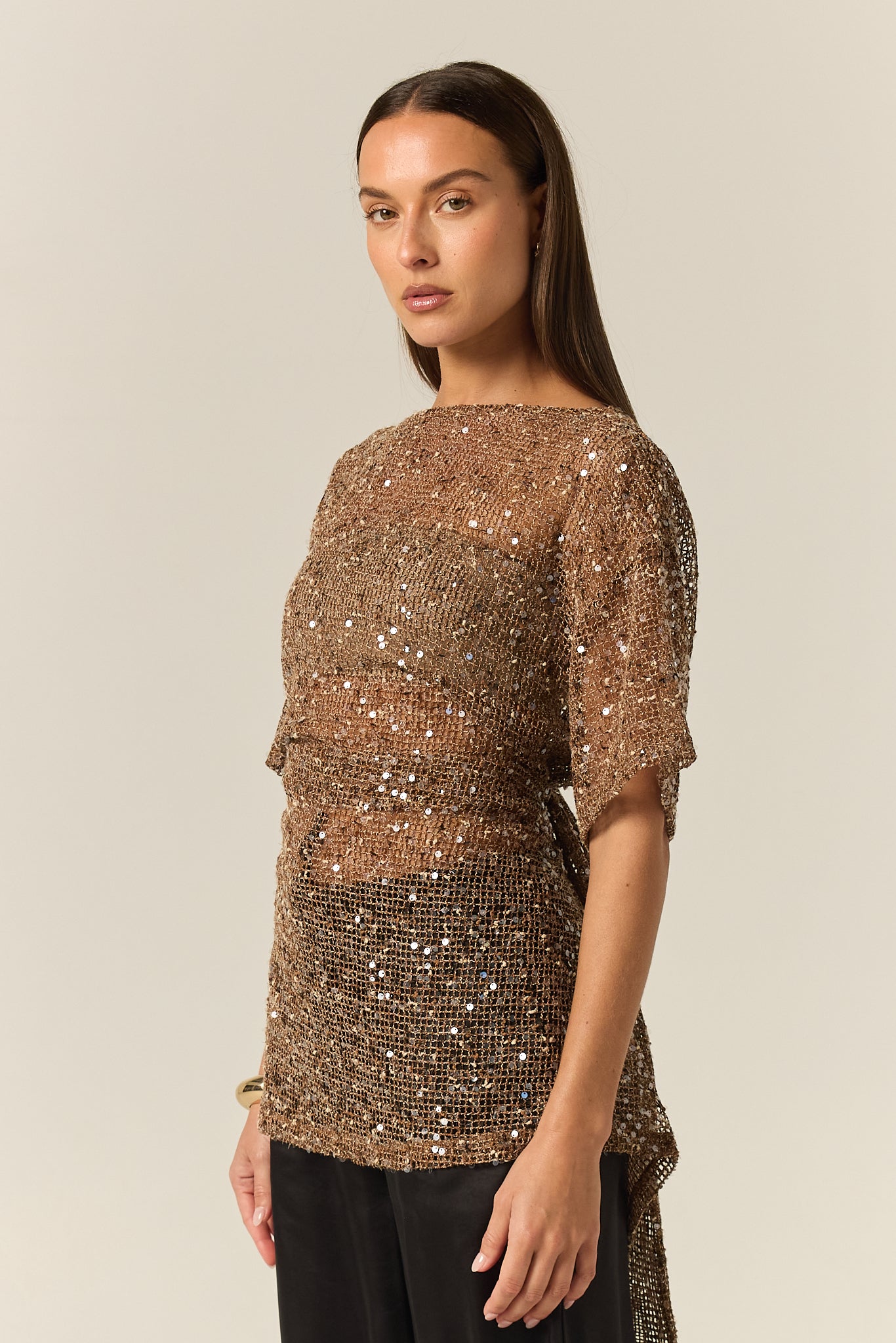 Edela Sequin Mini Dress (Chocolate)