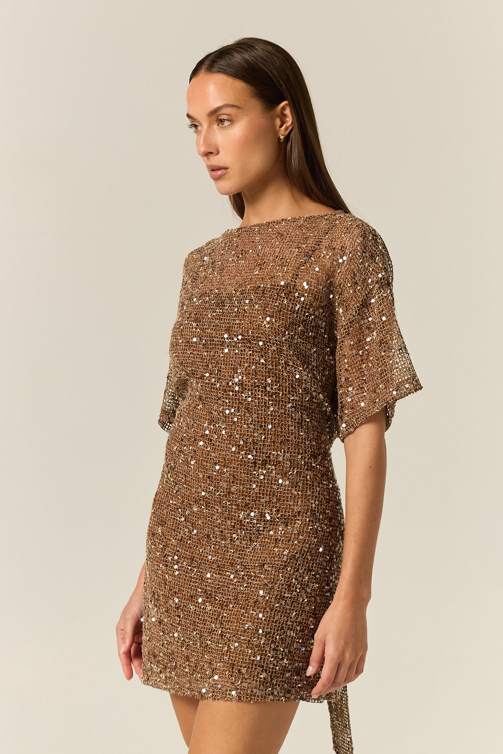 Edela Sequin Mini Dress (Chocolate)