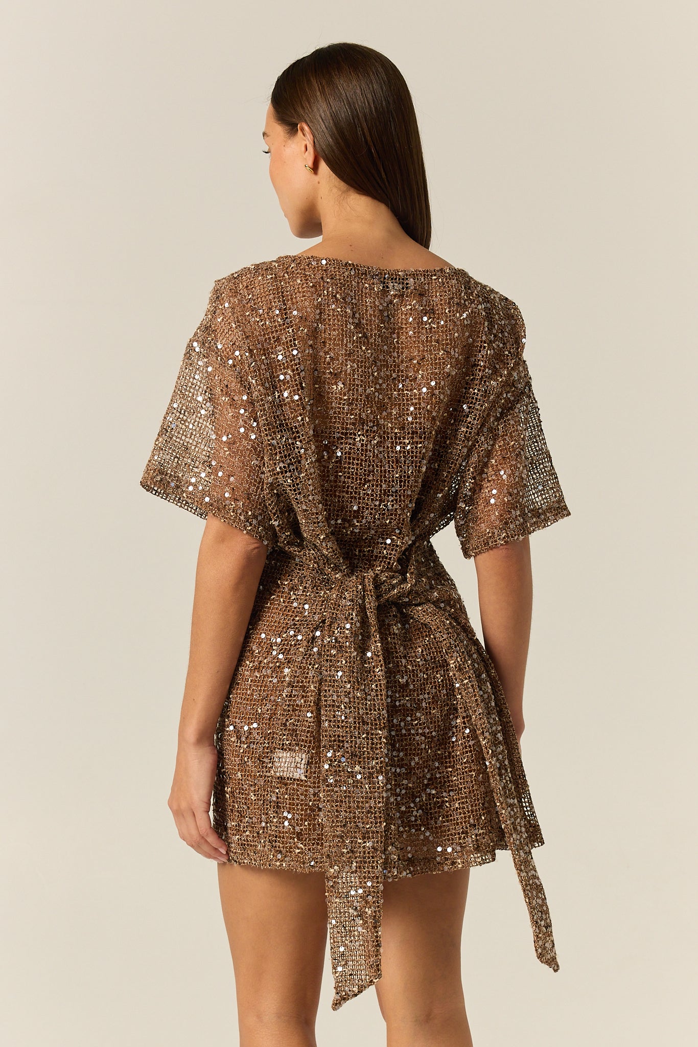 Edela Sequin Mini Dress (Chocolate)