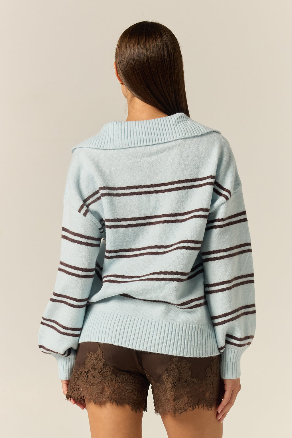London Knit Jumper (Blue/Choc Stripe)