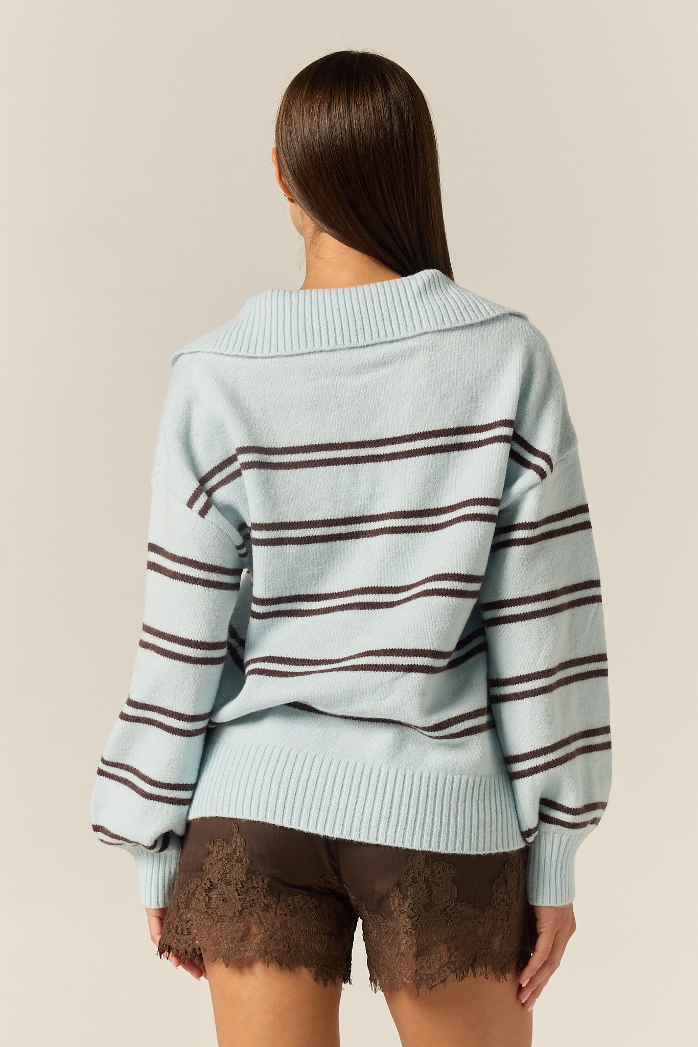 London Knit Jumper (Blue/Choc Stripe)