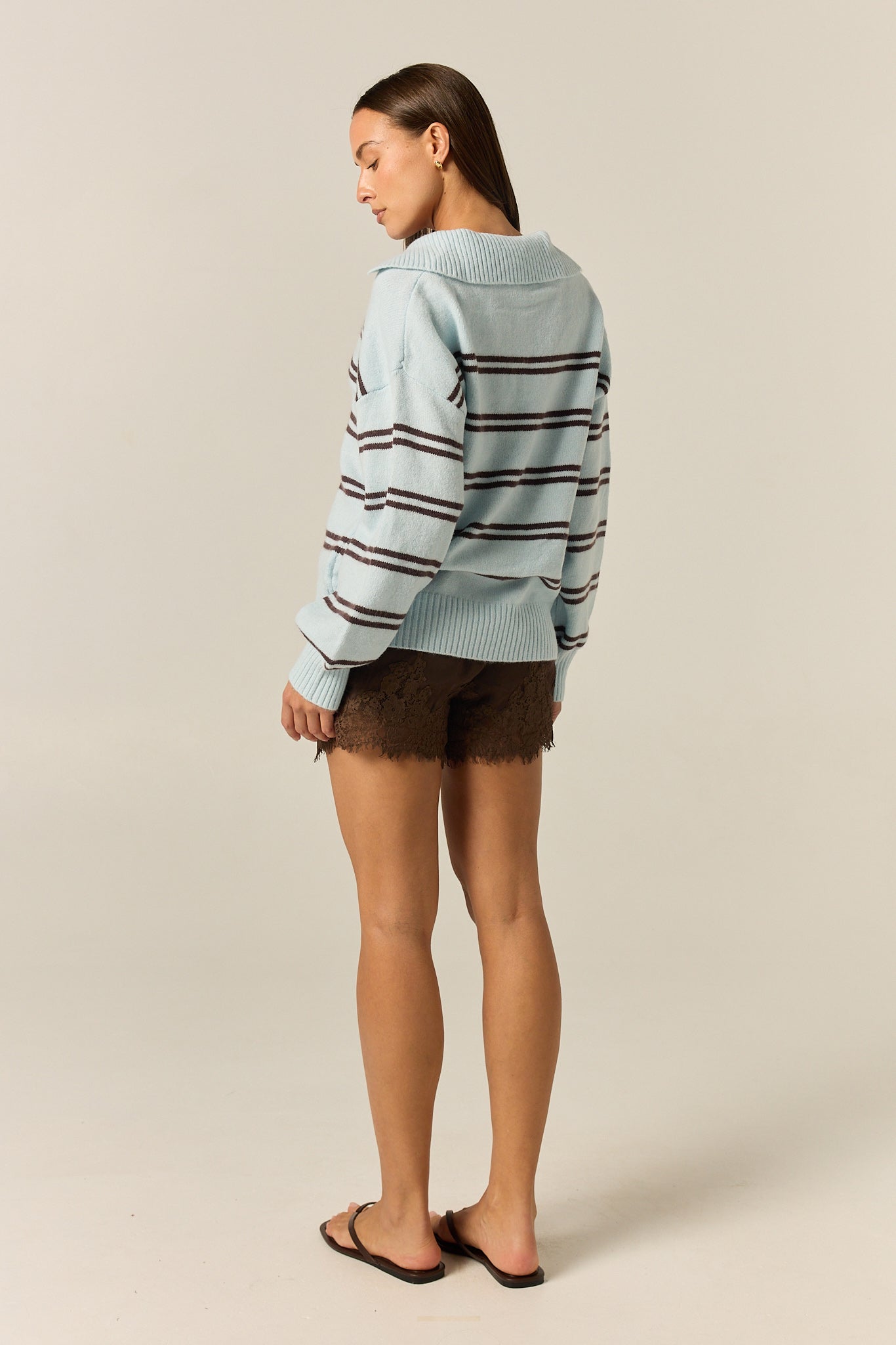 London Knit Jumper (Blue/Choc Stripe)