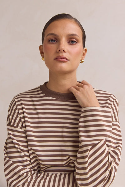 Hayden Long Sleeve Top (Brown)