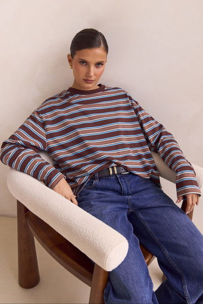 Kyra Long Sleeve Top (Brown)
