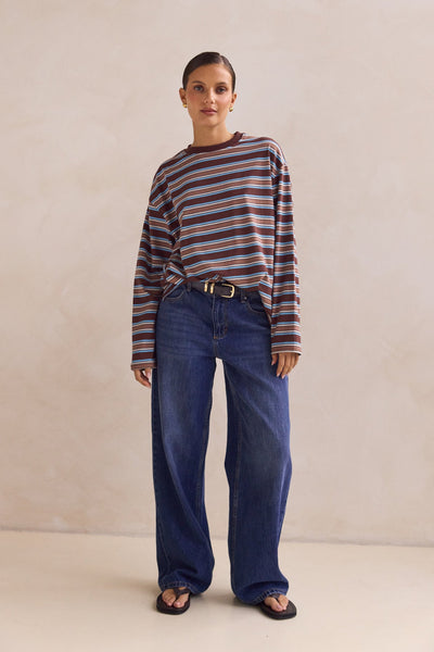 Kyra Long Sleeve Top (Brown)