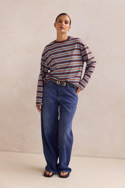Kyra Long Sleeve Top (Brown)