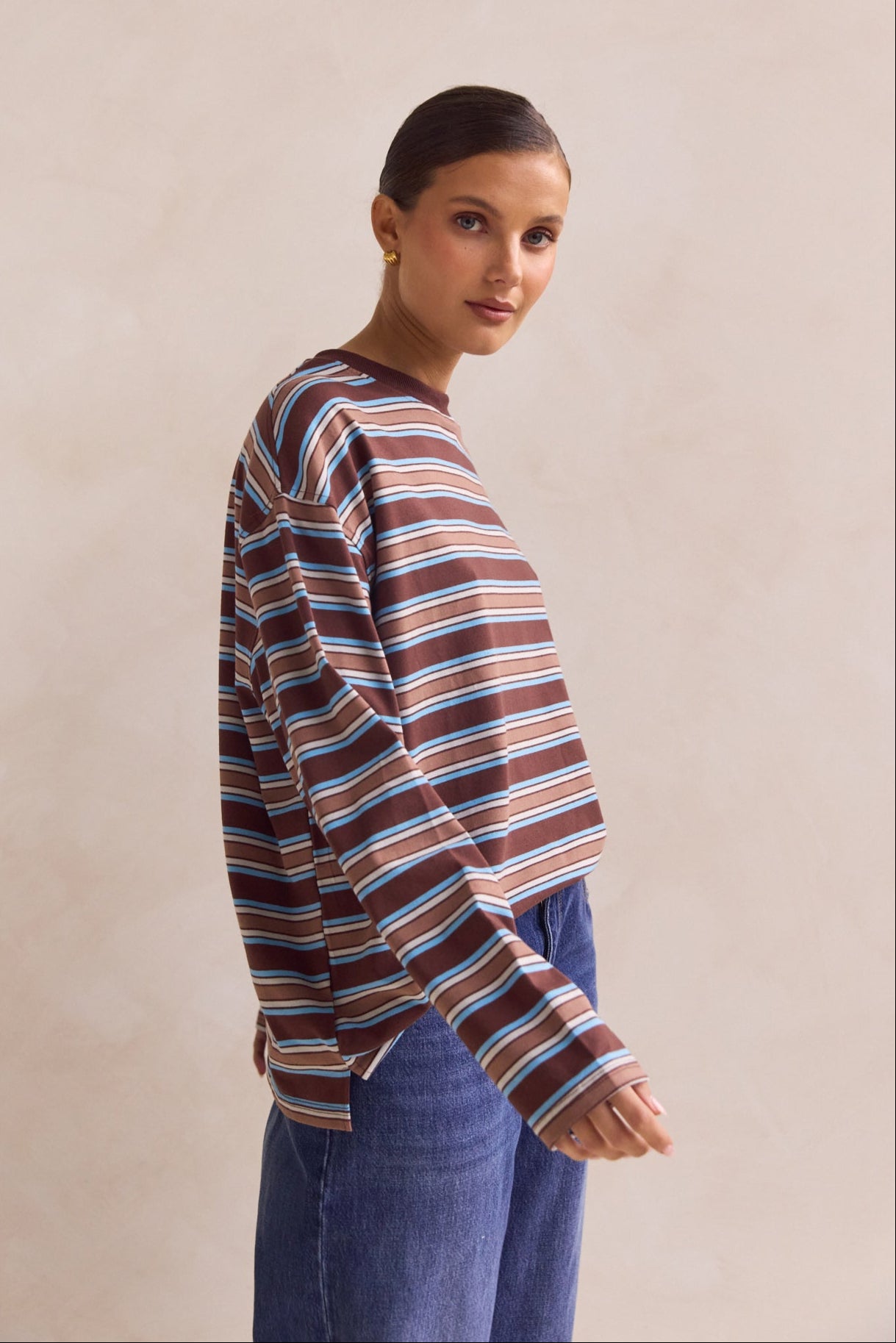 Kyra Long Sleeve Top (Brown)