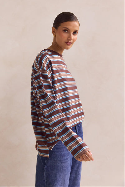 Kyra Long Sleeve Top (Brown)