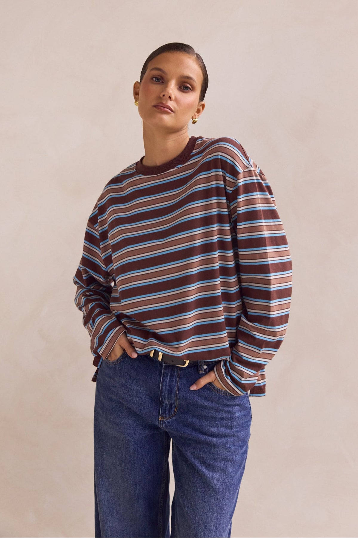 Kyra Long Sleeve Top (Brown)