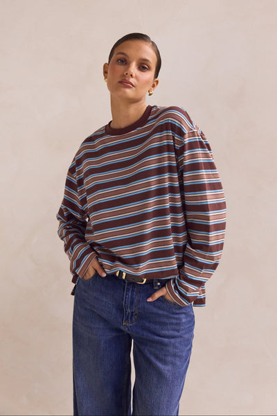 Kyra Long Sleeve Top (Brown)