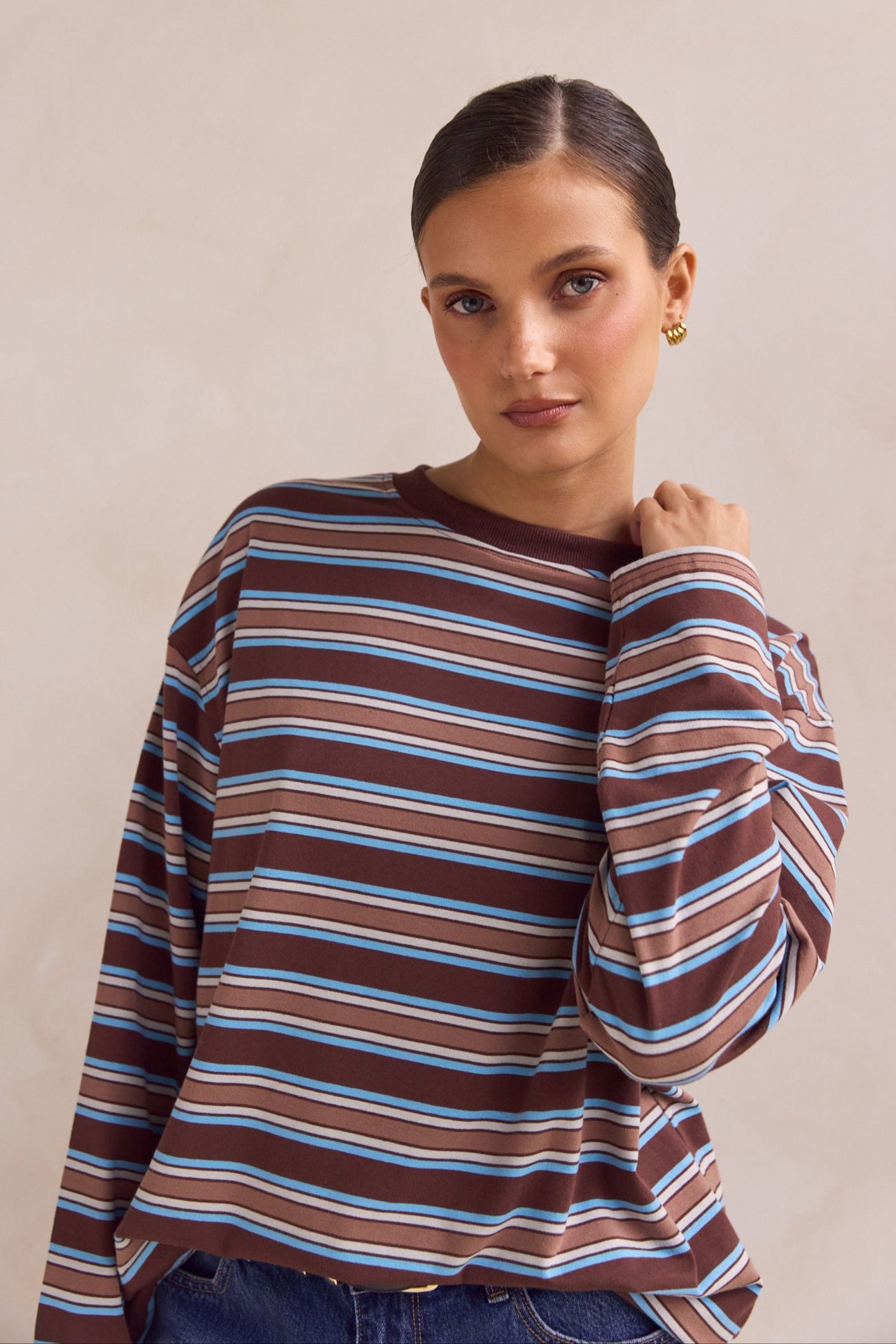 Kyra Long Sleeve Top (Brown)