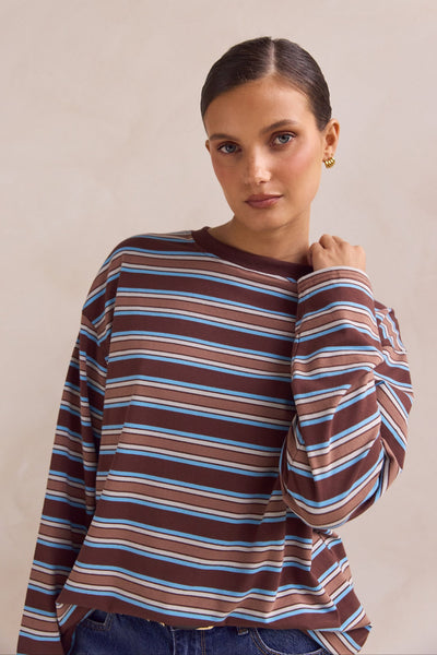 Kyra Long Sleeve Top (Brown)