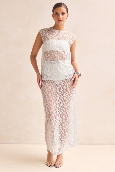 Jaida Lace Midi Skirt (Blue)