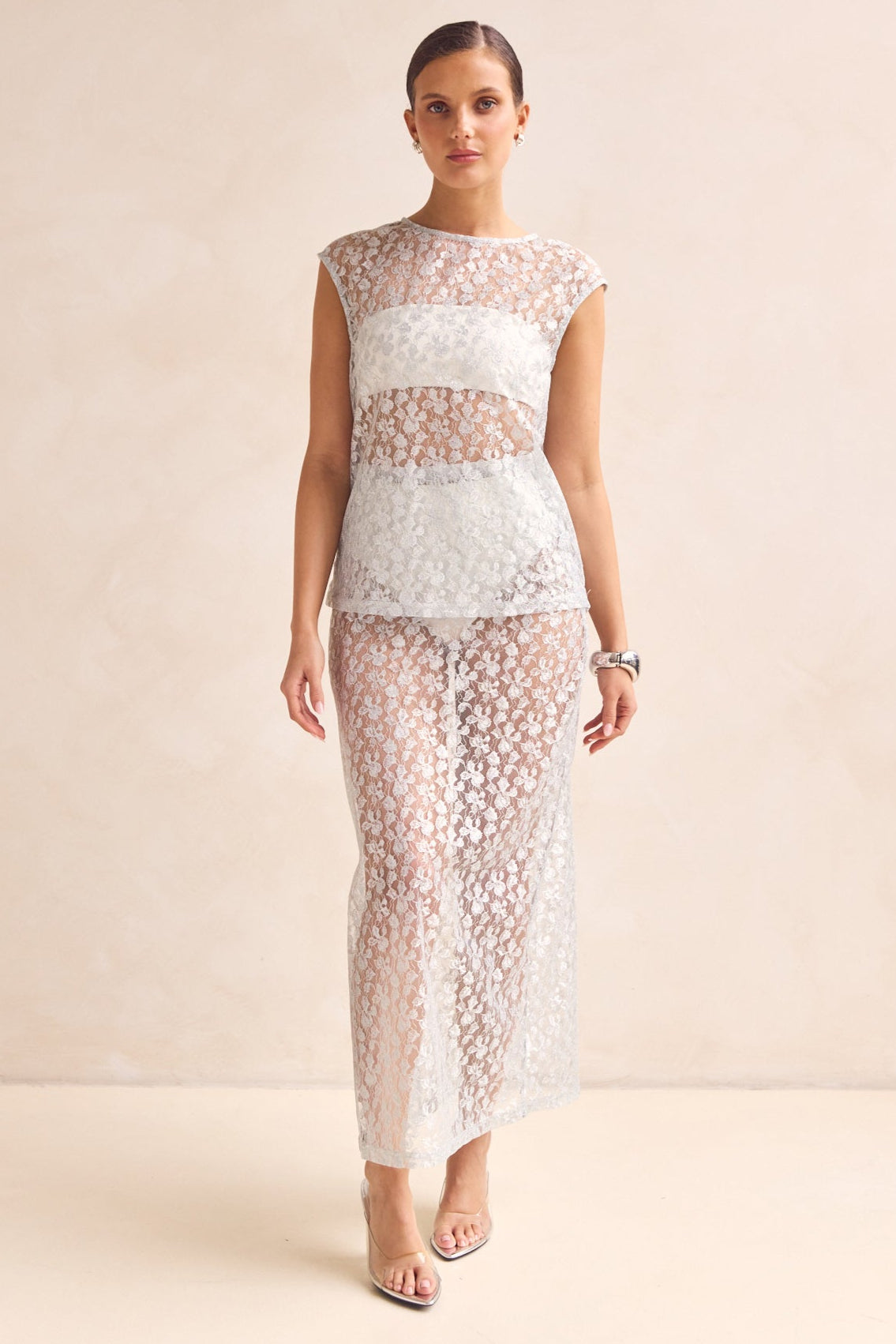 Jaida Lace Midi Skirt (Blue)