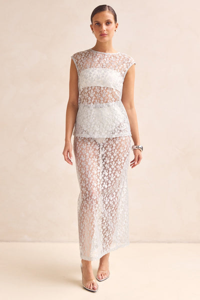 Jaida Lace Midi Skirt (Blue)