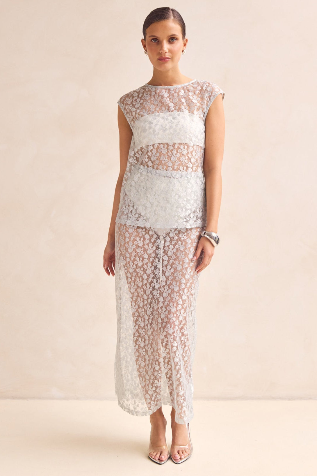 Jaida Lace Midi Skirt (Blue)