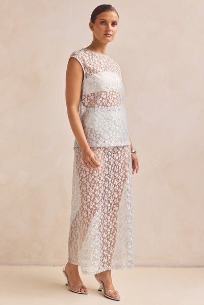 Jaida Lace Midi Skirt (Blue)