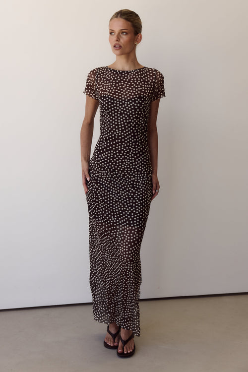 Maddison Maxi Dress (Chocolate Polka)