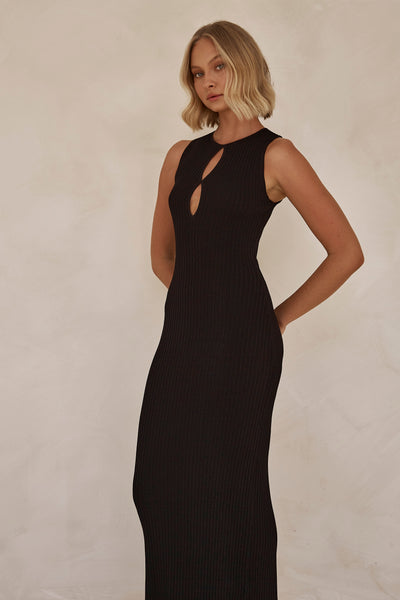 Monnet Knit Maxi Dress (Black)
