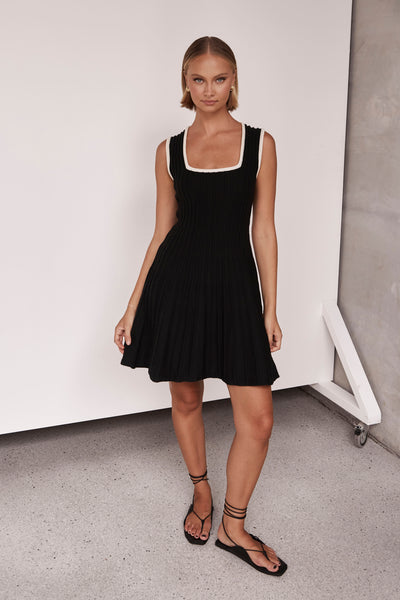 Calle Knit Mini Dress (Black)