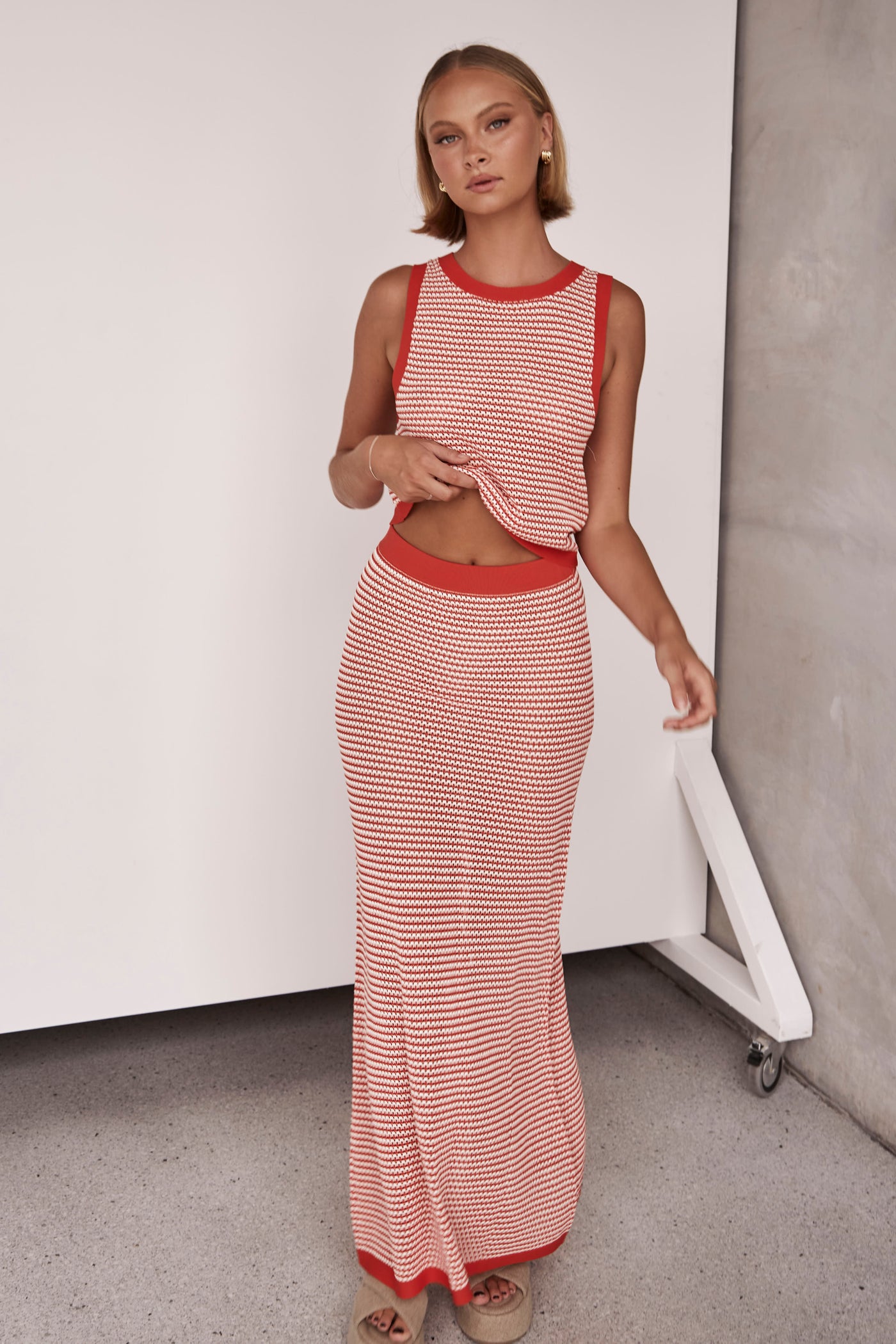 Val Knit Maxi Skirt (Red)