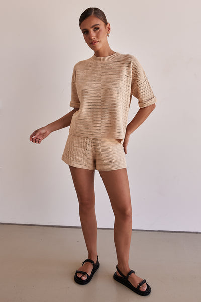 Sunset Hills Knit Shorts (Beige)