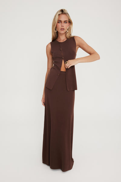 Silas Knit Maxi Skirt (Chocolate)