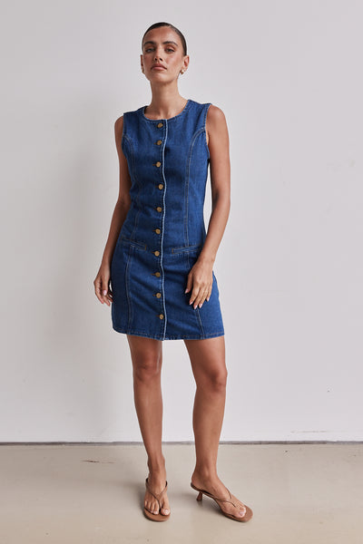 Vivian Denim Mini Dress (Blue)