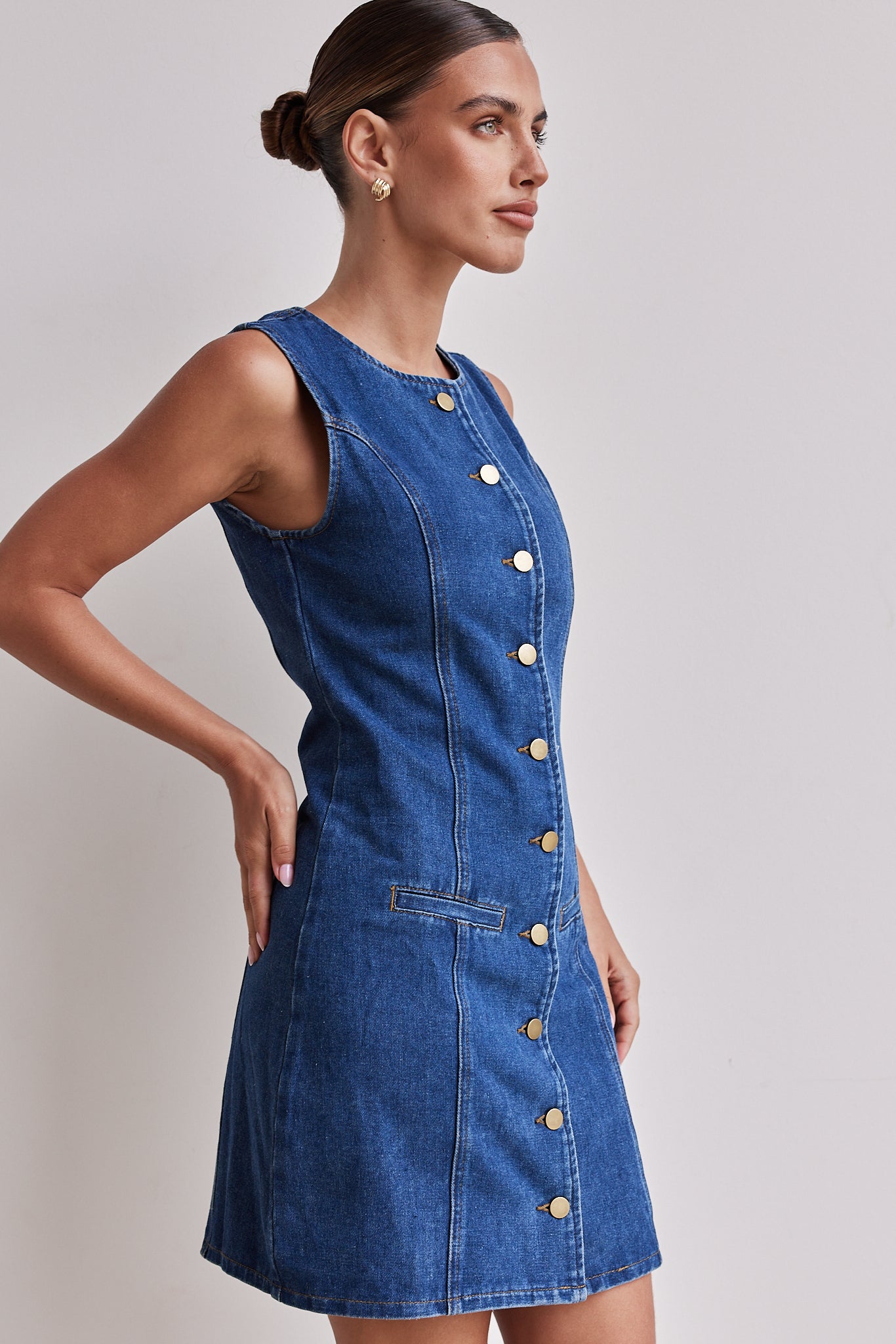 Vivian Denim Mini Dress (Blue)