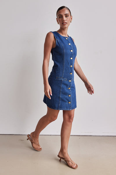 Vivian Denim Mini Dress (Blue)