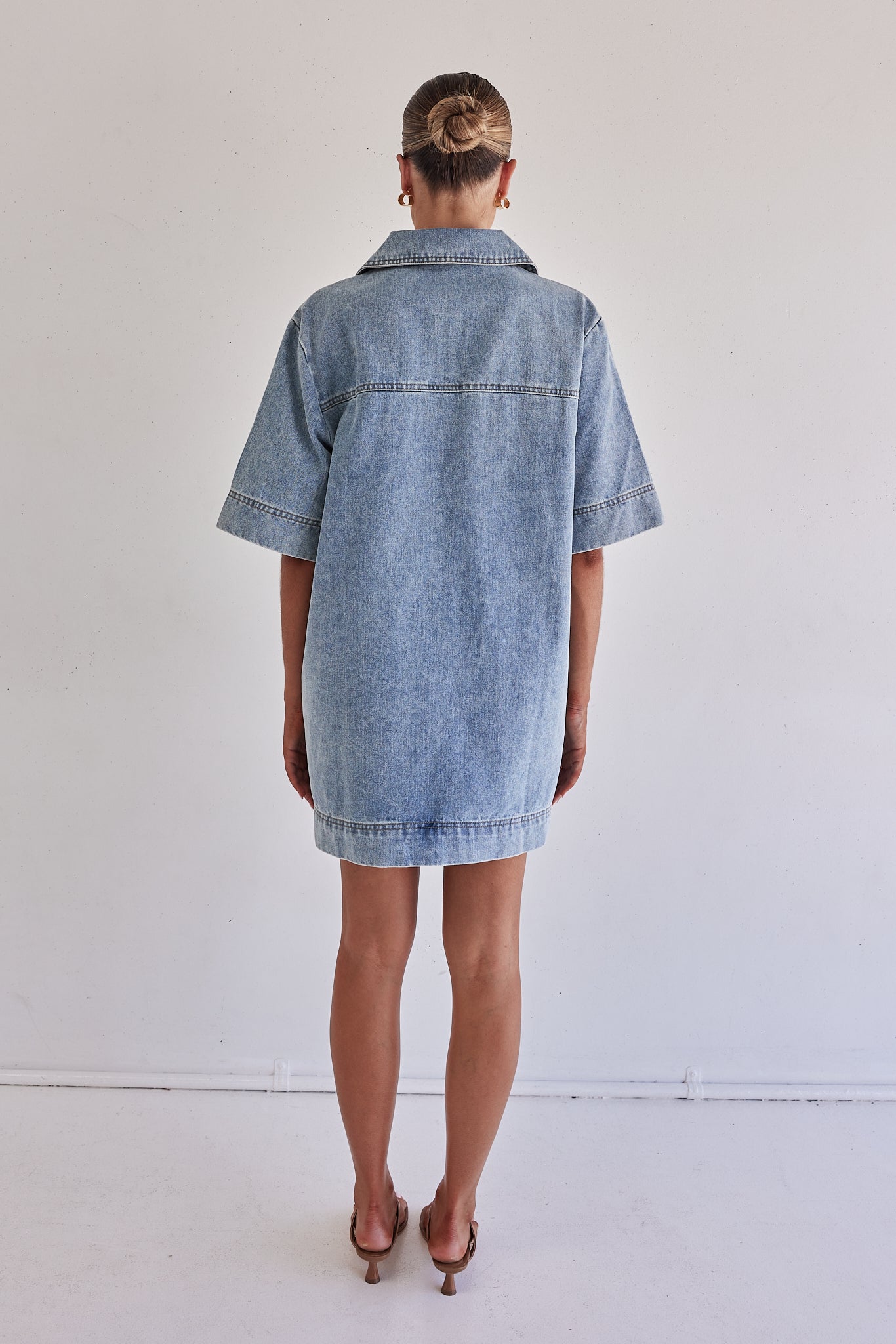 Tara Denim Mini Dress (Light Blue)