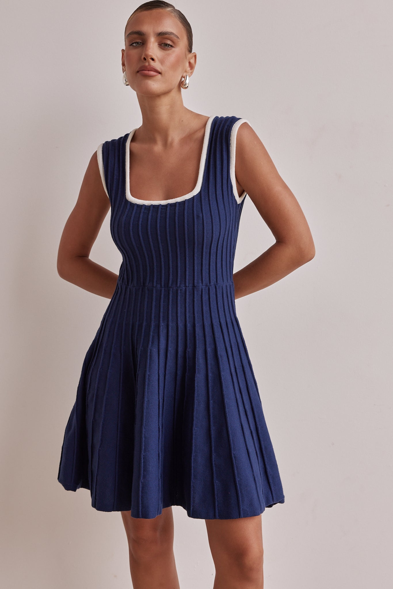 Calle Knit Mini Dress (Navy)