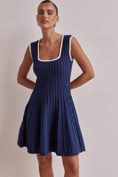 Calle Knit Mini Dress (Navy)