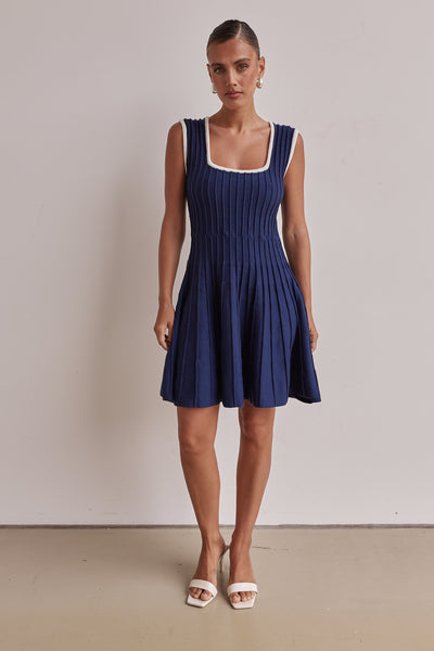 Calle Knit Mini Dress (Navy)