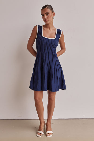 Calle Knit Mini Dress (Navy)