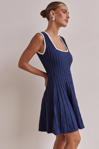 Calle Knit Mini Dress (Navy)