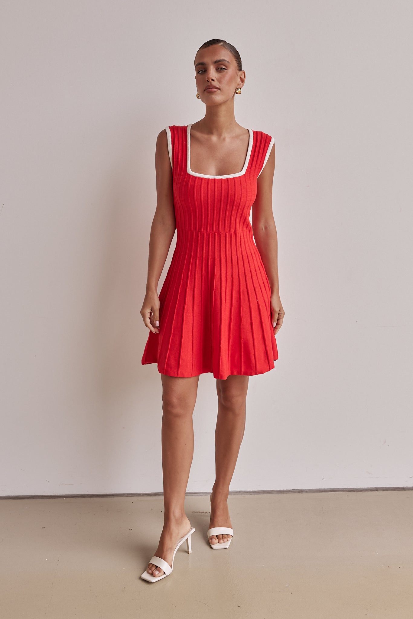 Calle Knit Mini Dress (Red)