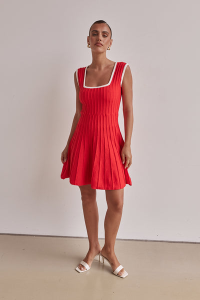 Calle Knit Mini Dress (Red)